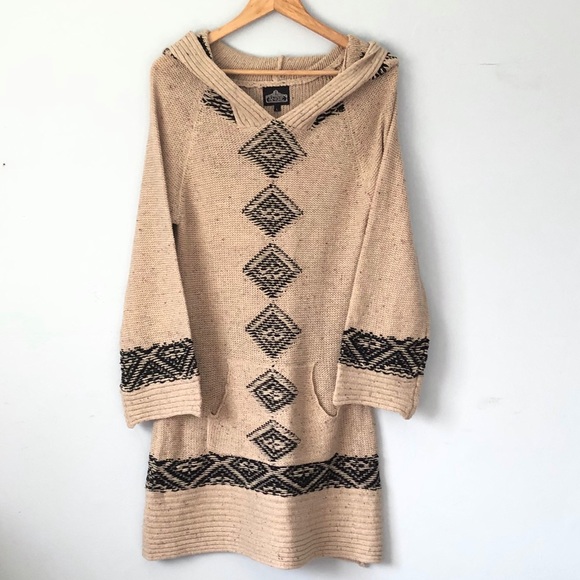 Angie Sweaters - Tribal Aztec Print Tunic Hooded Sweater by Angie